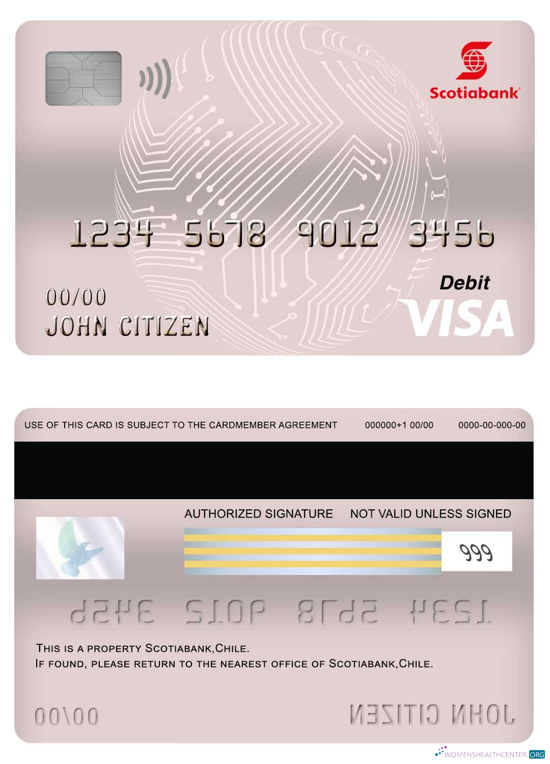 Download Chile Scotiabank visa debit card Photoshop template